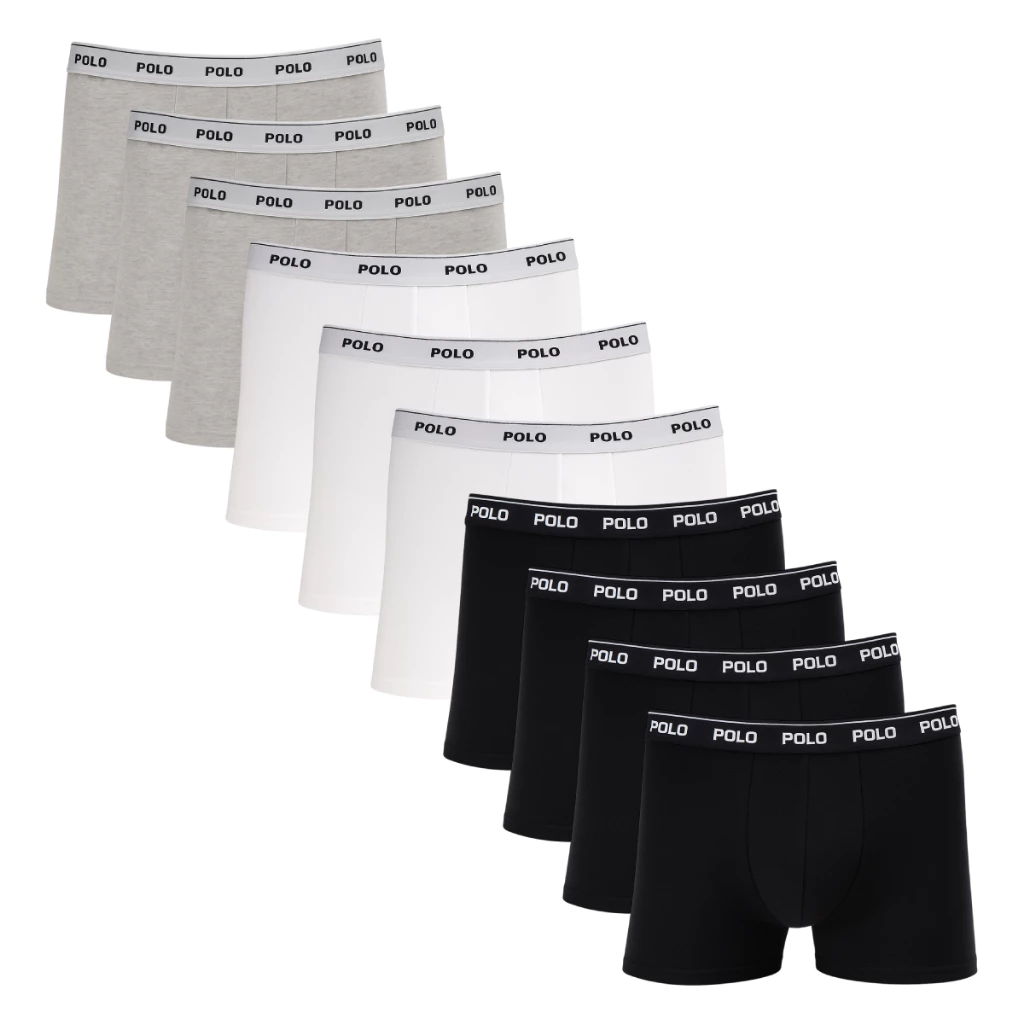 Kit 10 Cuecas Boxer Polo Cotton 781 Algodão Sortido