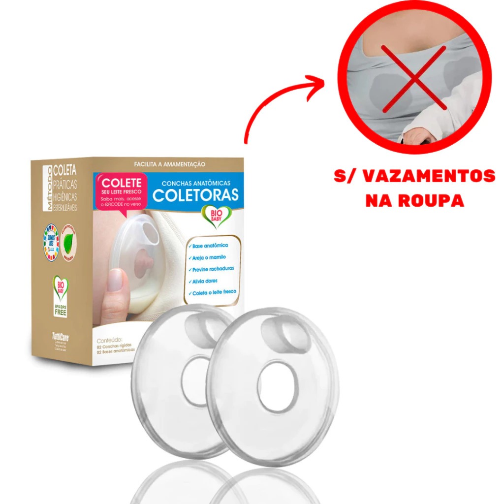 2x Concha Coletor de Leite Materno Absorvente Pós Parto Protetor de Seio Rosquinha Amament...