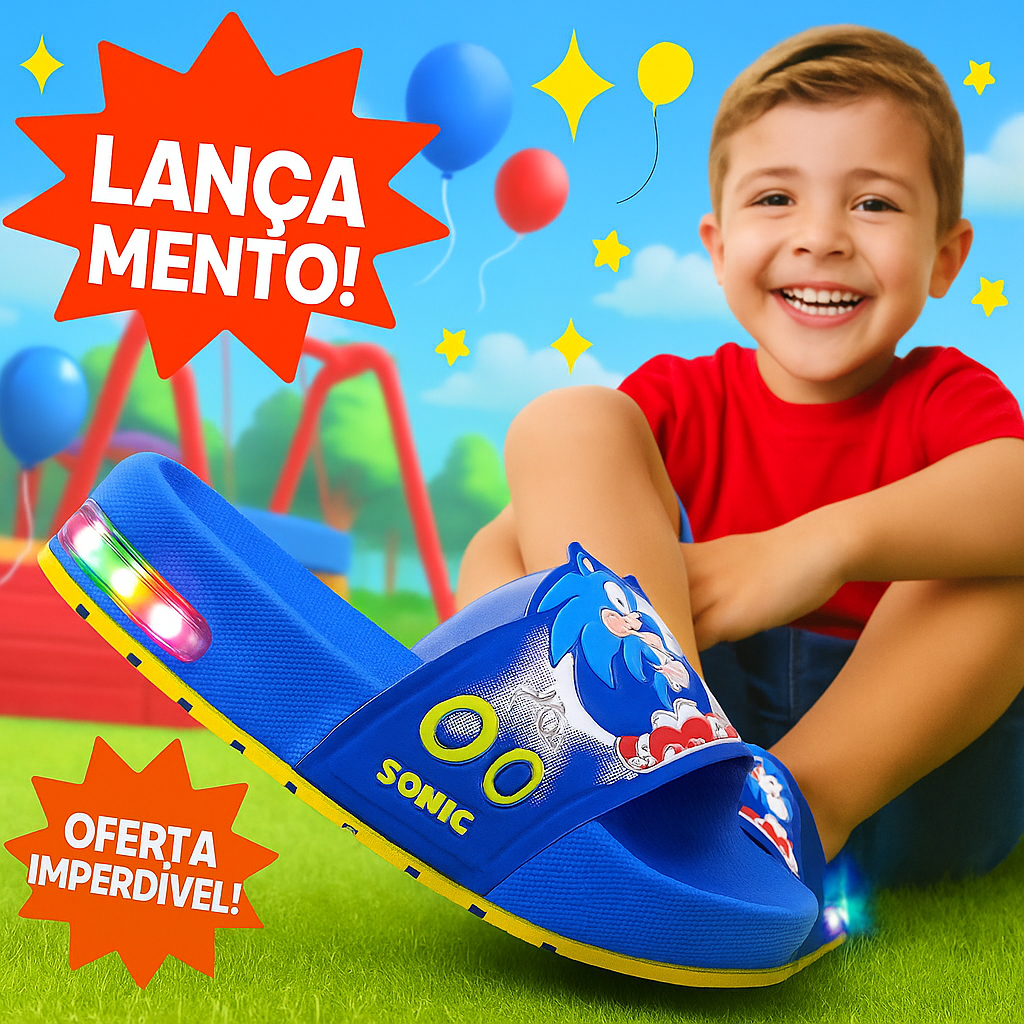 Slide de LED Infantil com Estampa do Sonic e Aranha Macio Antiderrapante Super Leve em Oferta na Shopee