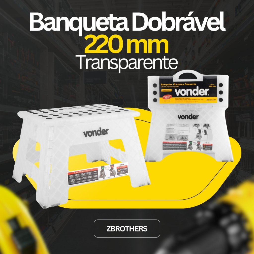 Banqueta Plastica Transparente Dobravel 220mm Vonder
