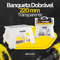 Banqueta Plastica Transparente Dobravel 220mm Vonder