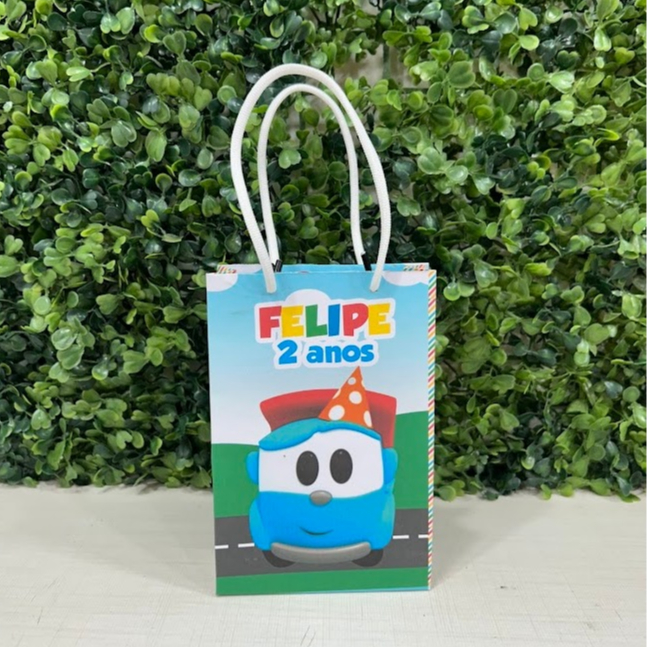 Sacolinha Léo o caminhão - Carrinhos - PEGUE E MONTE - Personalizados - Lembrancinhas - Stitch - kit festa