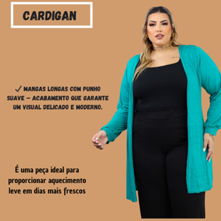 Cardigan Feminino Plus Size Alongado Casual Inverno em Oferta na Shopee