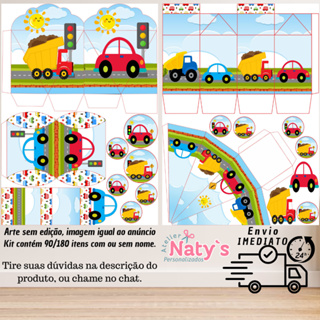 KIT COM 90/180 ITENS TEMA: CARRINHOS LEMBRANCINHAS COM/SEM NOME - Envio 24H em Oferta na Shopee