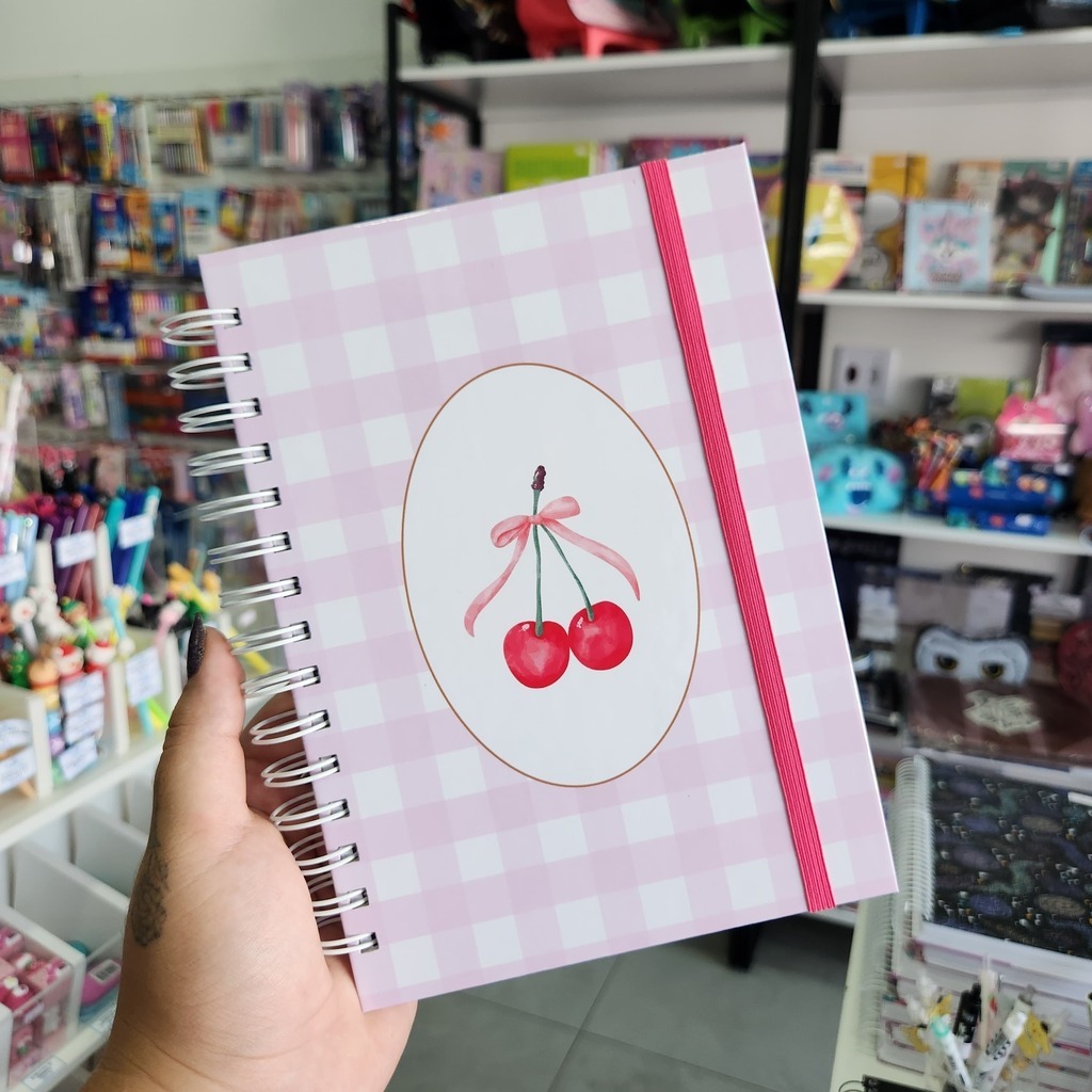 Caderno A5 Cherry 80 folhas Decoradas 90gr - Coleção Cherry - Caderno Cerejas em Oferta na Shopee