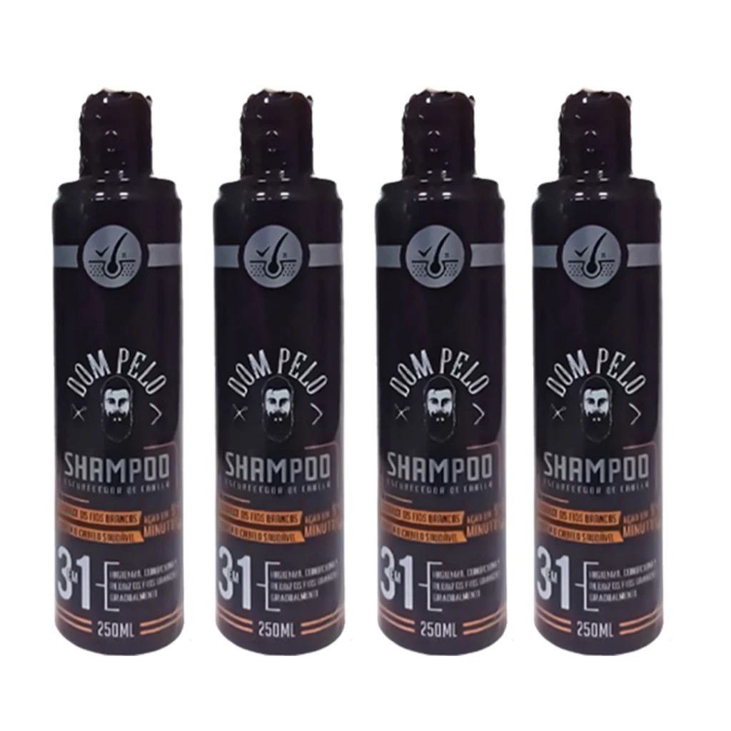 Kit 4 Shampoos Escurecedores Dom Pelo 250ml - Reduz Fios Brancos - Pronta Entrega, Envio Imediato em Oferta na Shopee