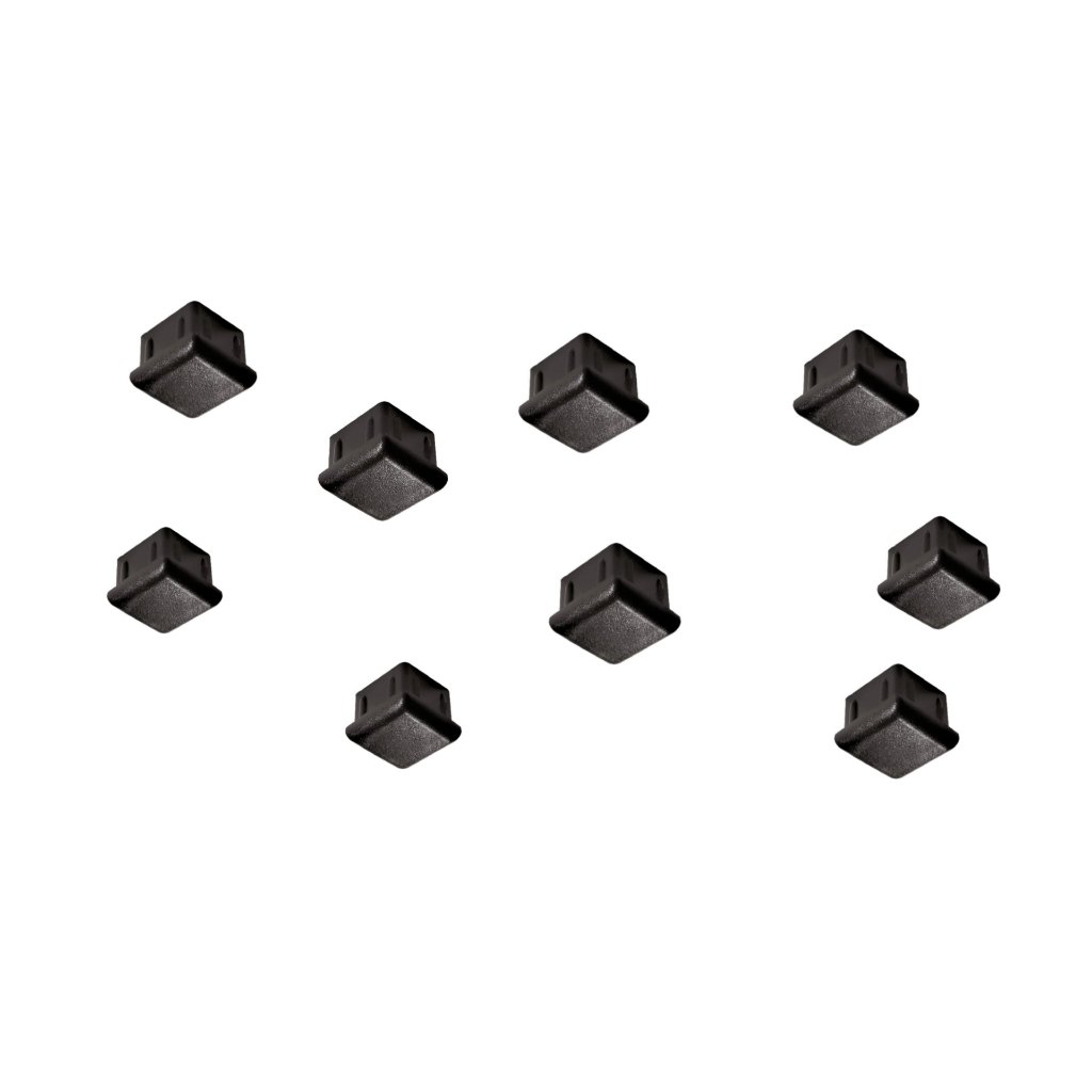 50 Tampas Plásticas Metalon 30x30 Preta Ponteira Interna acabamento em Oferta na Shopee