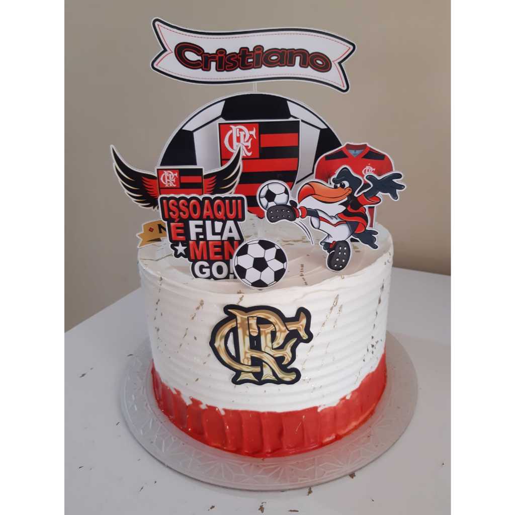 Topo de Bolo Flamengo Simples/Topper de Bolo Flamengo Simples