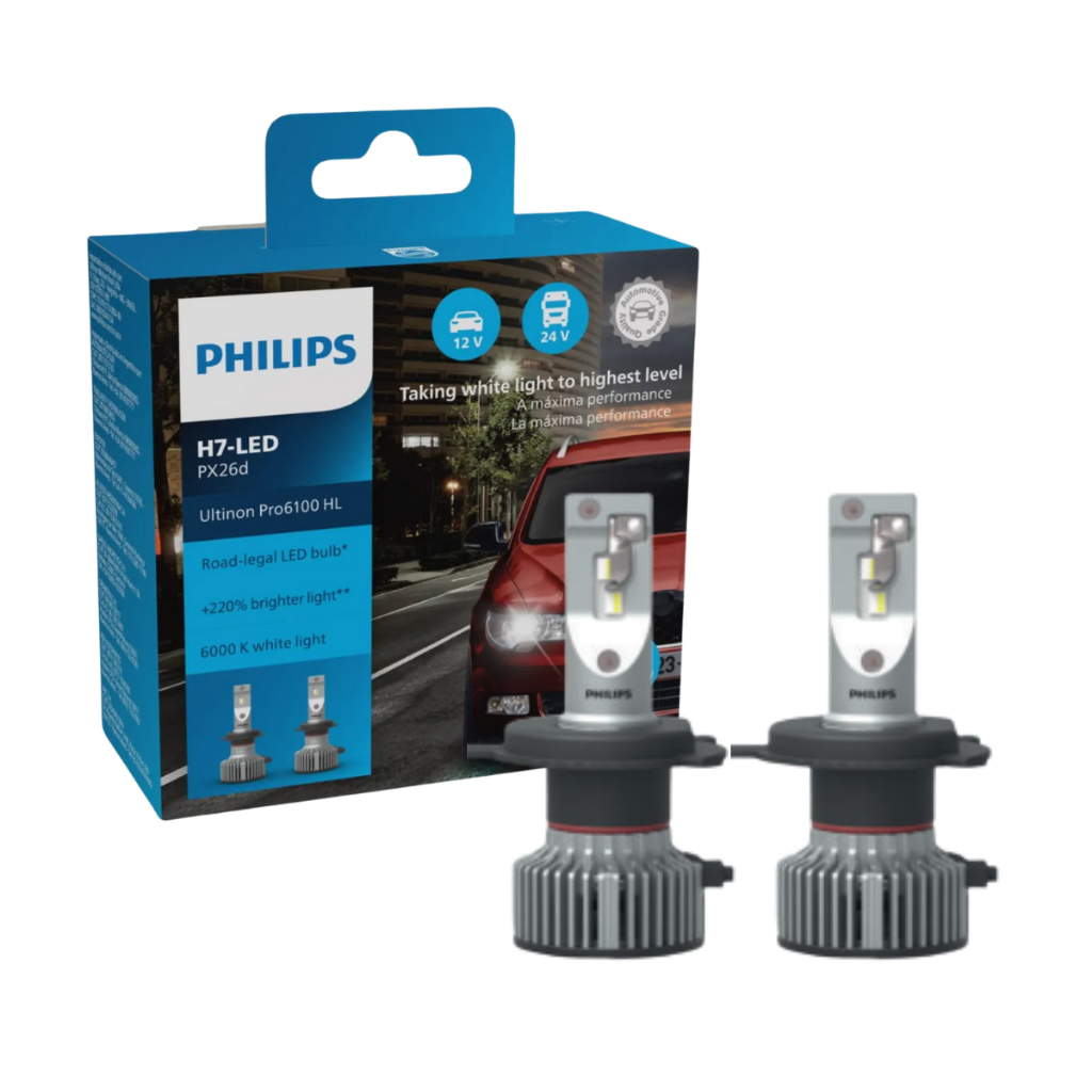 Par Lâmpada Philips Led Ultinon Pro 6100 H7 6000K 220% 12v/24v