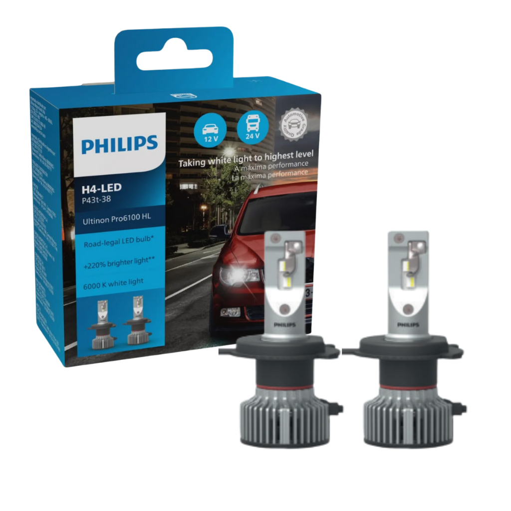 Par Lâmpada LED Philips Ultinon Pro 6100 H4 220% 12v 24v