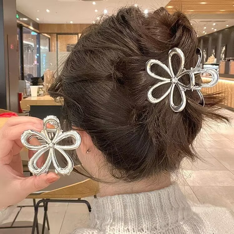 Flor De Metal Prata/Dourado Grampo De Cabelo Giro Acessórios Para Meninas DocesHJ-H70