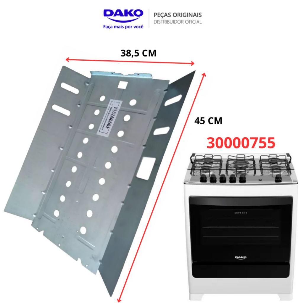 DEFLETOR FUNDO FORNO ORIGINAL FOGÃO DAKO SUPREME MESA INOX 300000565 ENVIO IMEDIATO