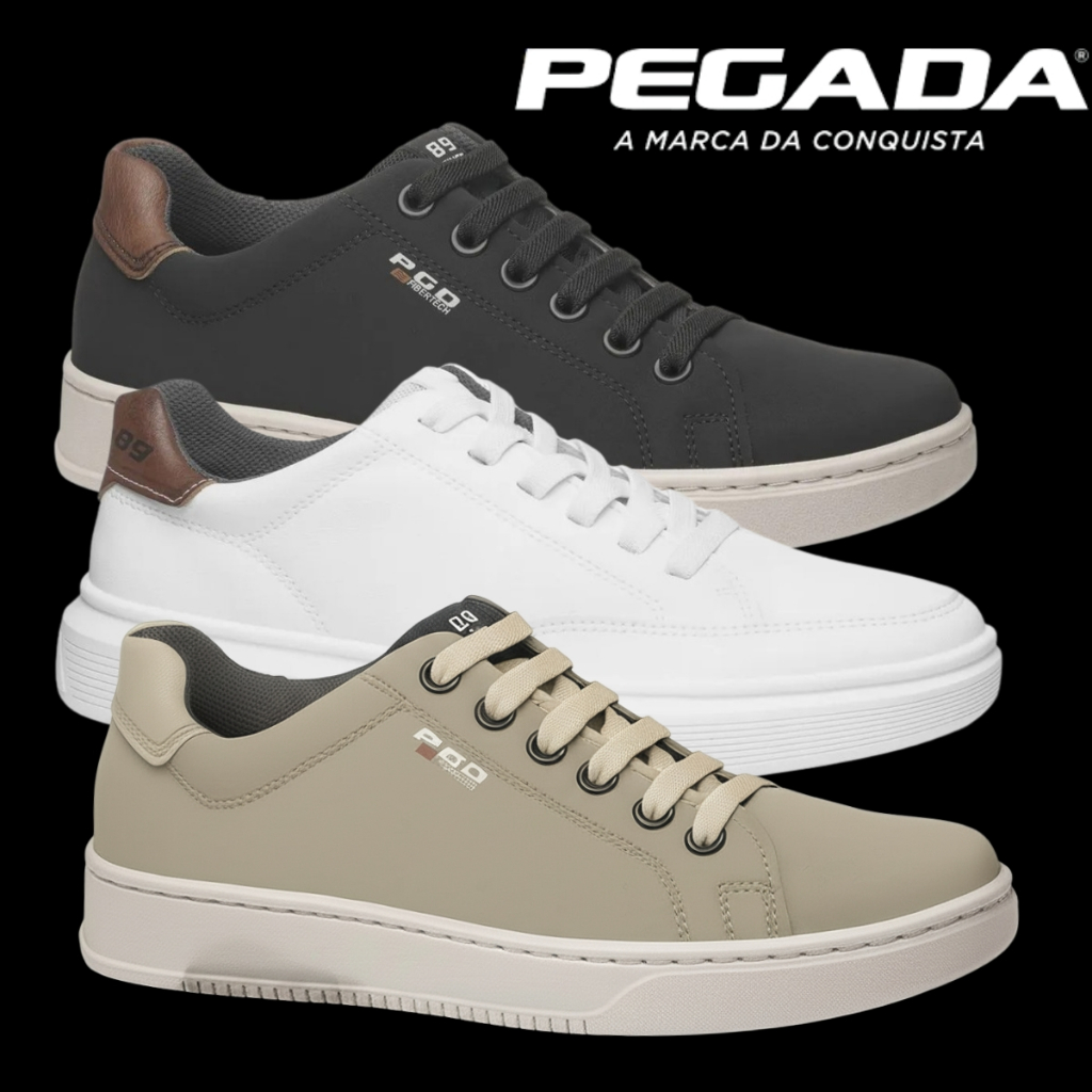 Sapatenis Masculino Pegada Couro Ortopedico Conforto | Lançamento! | Produto Original Pegada! em Oferta na Shopee