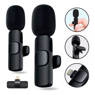 Microfone de Lapela Duplo Profissional Sem Fio Para Celular iPhone Android Tipo c Apple Lightning em Oferta na Shopee