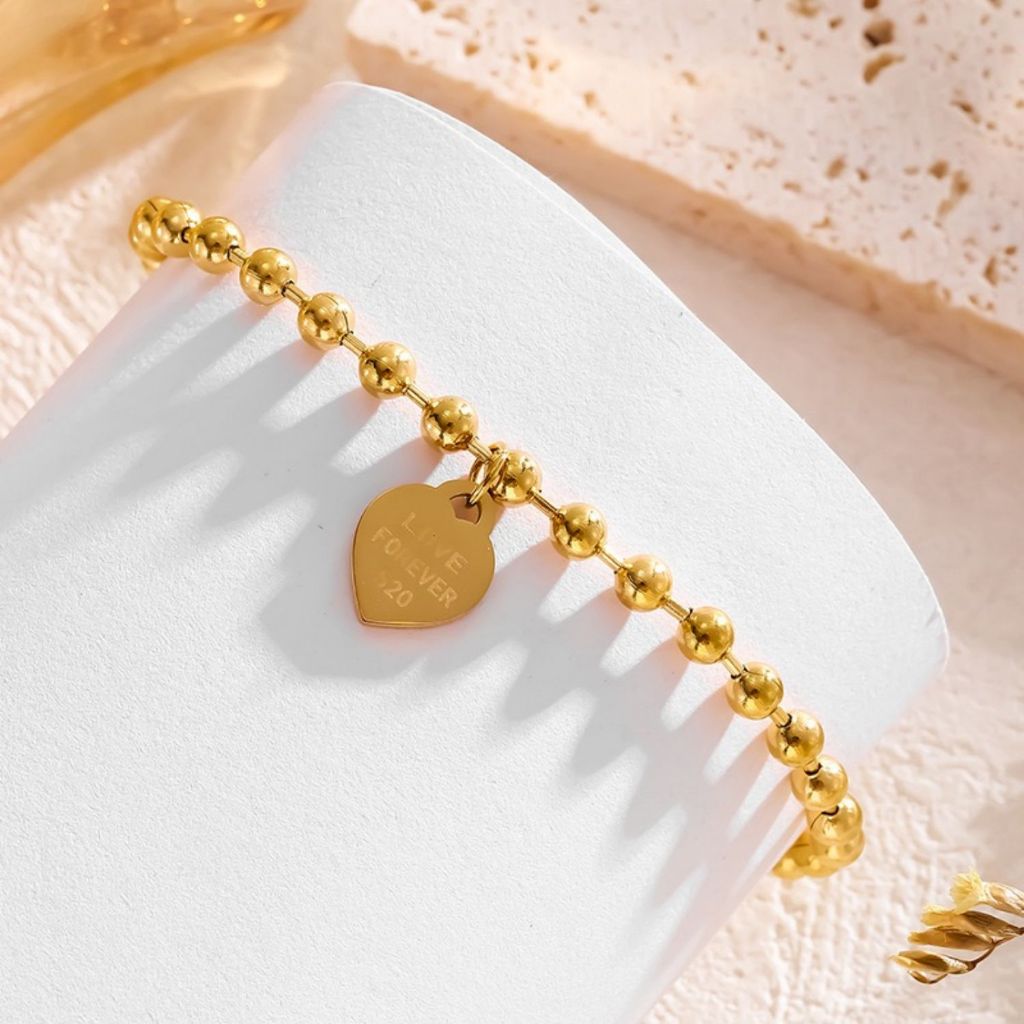 Nova pulseira de aço inoxidável 18k mais vendida, pulseira de amor simples e estilosa que não desbota, 17+5cm