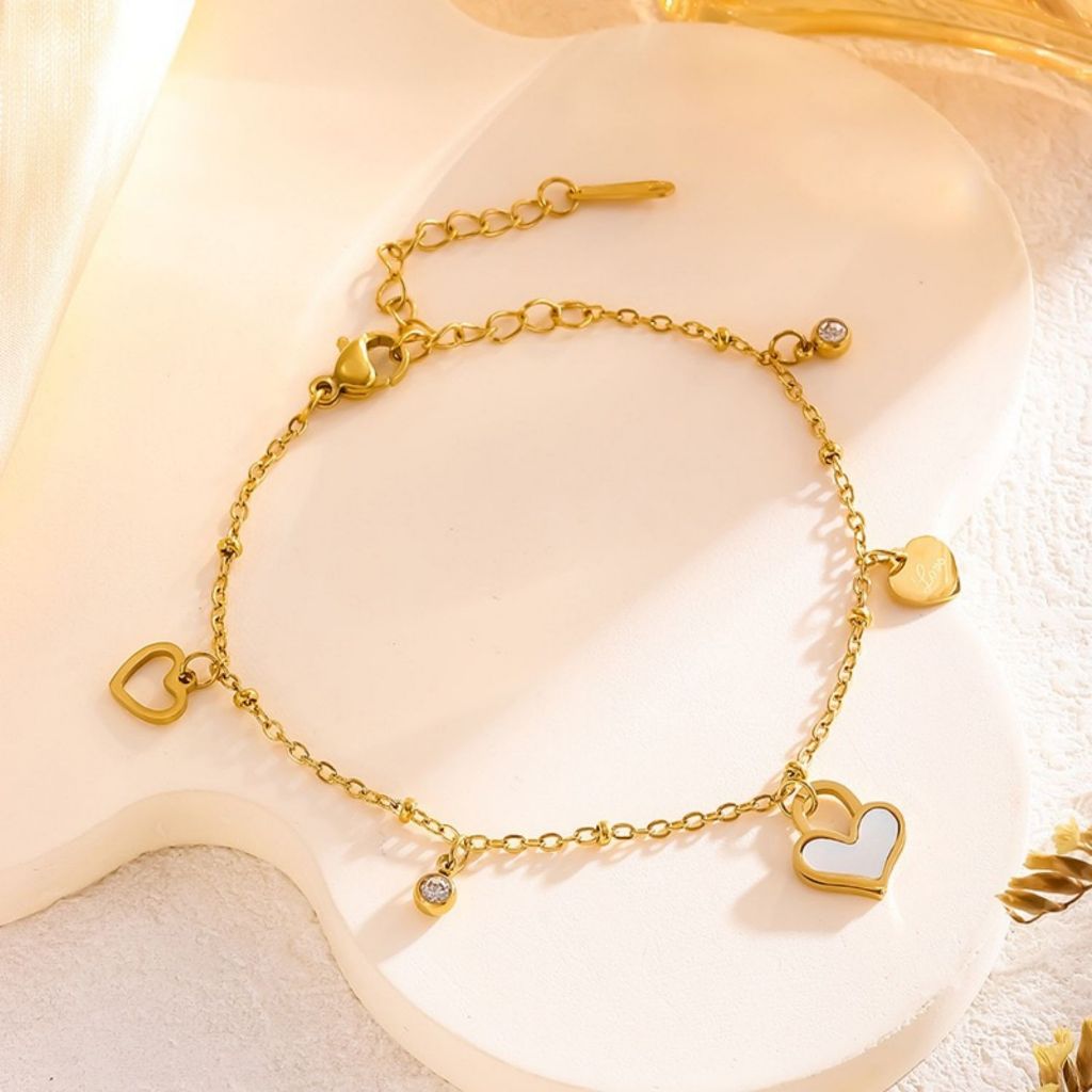 Nova pulseira de amor mais vendida, aço titânio 18K, versátil, simples, concha de amor, não desbota, 17+5CM
