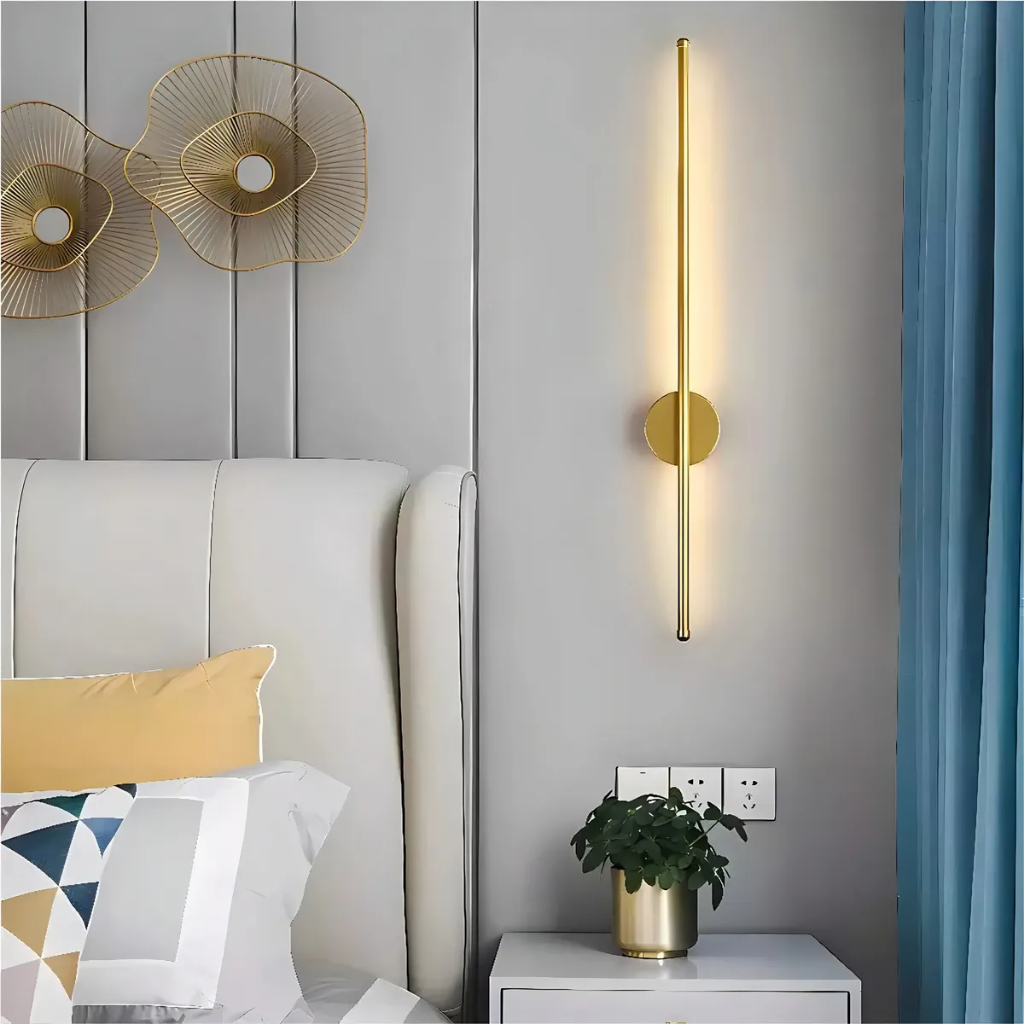 Arandela Luminária Parede Linear Moderna Dourada Preta 3 Tonalidades