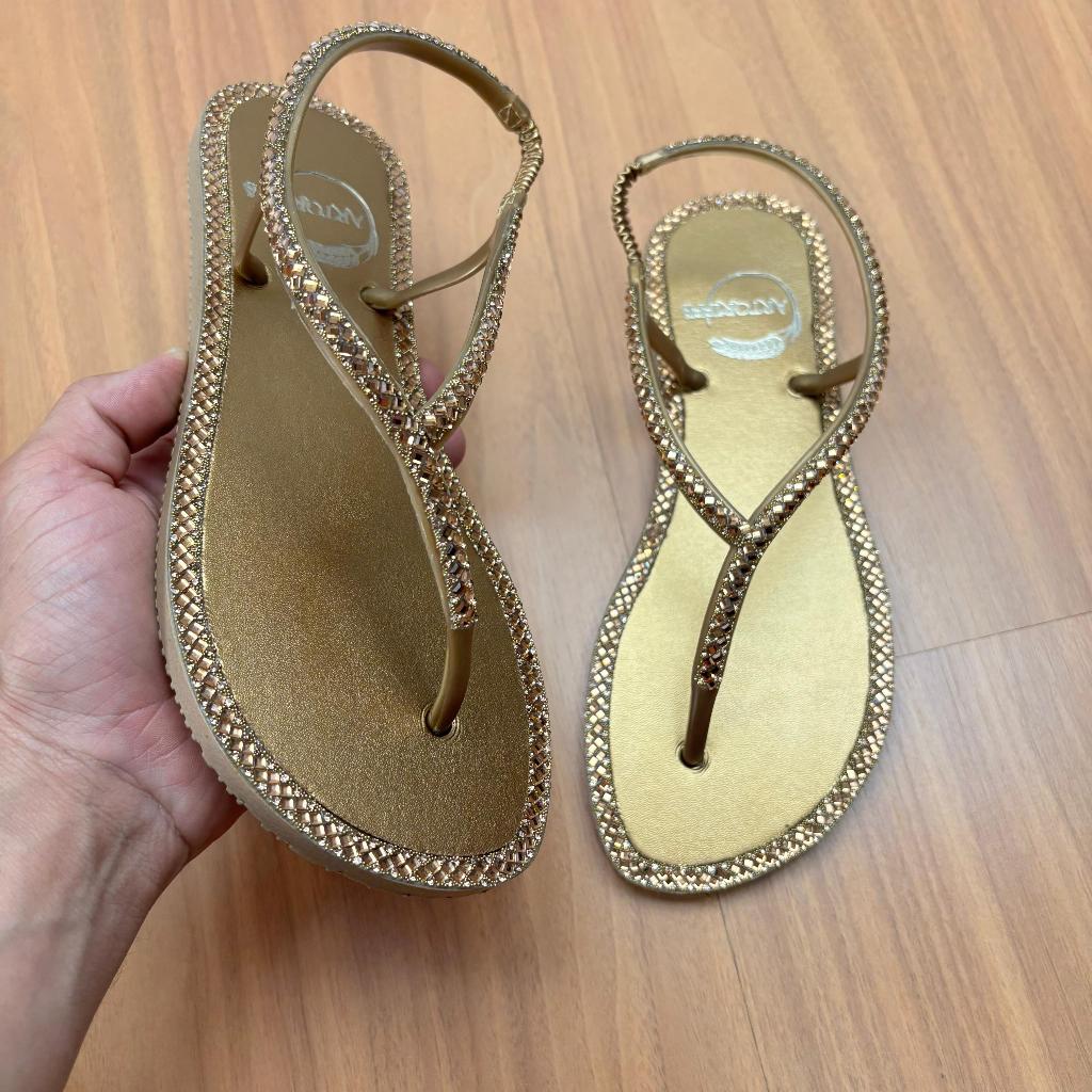 Chinelo De Dedo Rasteirinha Feminino Bico Redondo Ouro Reveillon Verão Praia Moda Blogueira Art Griffe em Oferta na Shopee