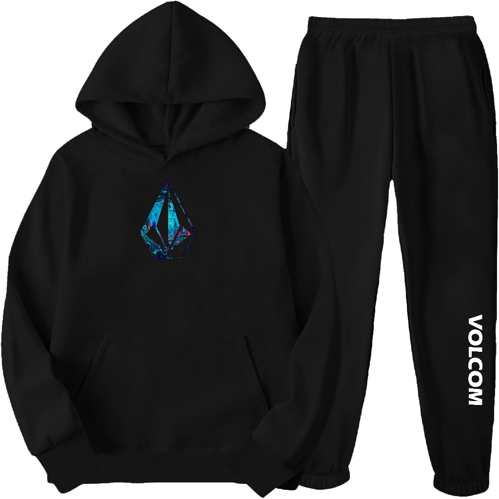 Kit Conjunto Moletom Moleton Masculino e Feminino Blusa de Frio e Calça Volcom Estilosa