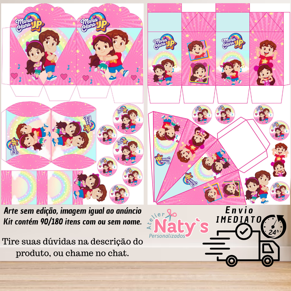 KIT COM 90/180 ITENS TEMA: MARIA CLARA E JP LEMBRANCINHAS COM/SEM NOME - Envio 24H em Oferta na Shopee