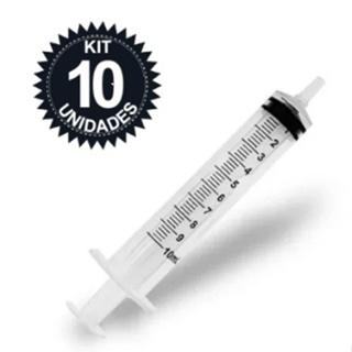 Seringa 10ml - Kit C/10 Seringas Descartável S/ Agulha Bico Luer lock Rosca 10ml em Oferta na Shopee
