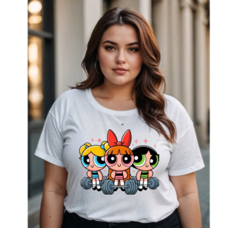 Camiseta T-shirt Premium Academia GYM Fitness Camisa Estrelinha As Meninas Super Poderosas Blusa Blogueira tumblr