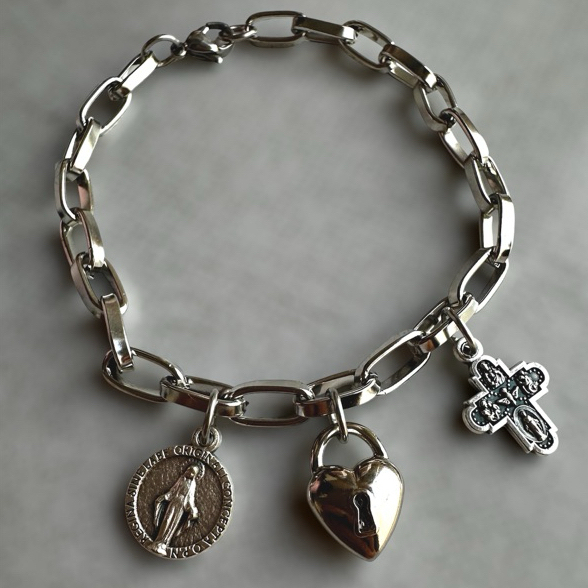 Cadeia de Consagração a Nossa Senhora Mod 12 Com Medalha E Cadeado em Oferta na Shopee