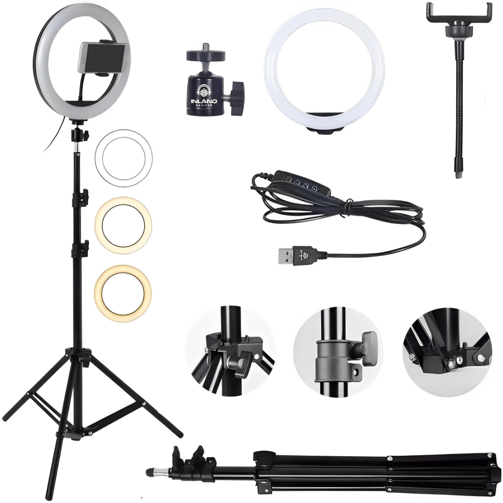 Ringlight Luz Led Flash Estudio Profissional Com Tripe 210 mm 10 Polegadas Para Fotos Videos Youtube