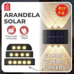 2-8 Luminária Arandela Solar 6 8 e 10 LED Luz Branco Quente para Parede a Prova dágua Spot parede