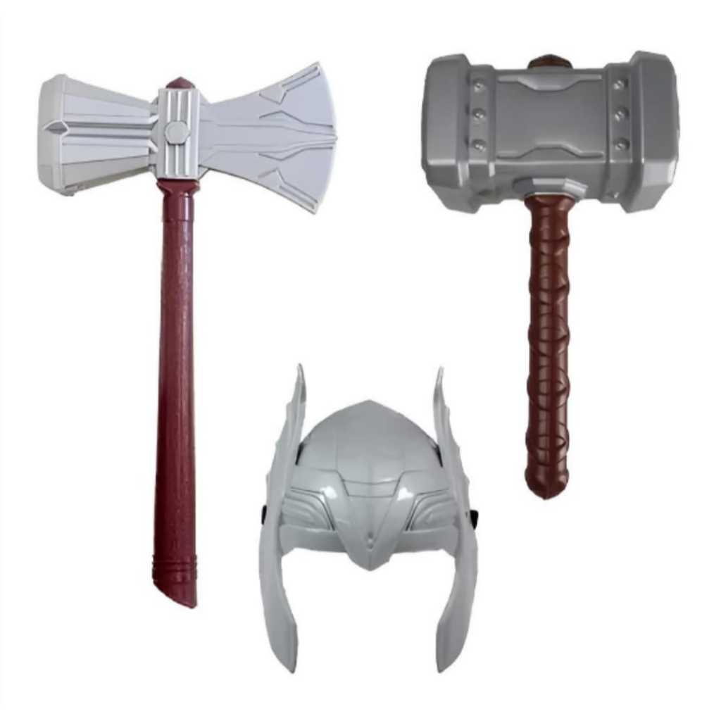 Kit Máscara, Martelo E Machado Do Personagem Thor Envio Já !