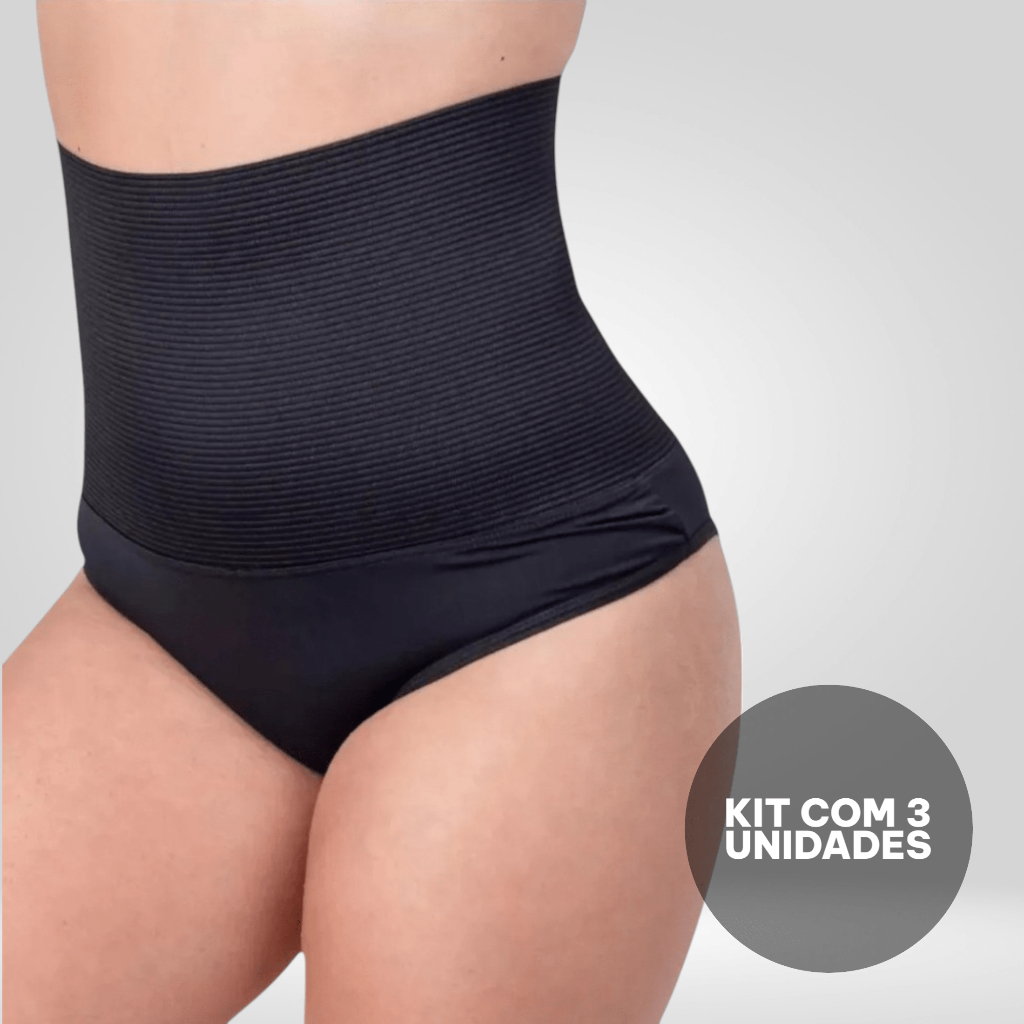 Kit 3 Calcinha Cinta Seca Barriga Modela Alta Compressão Modela Bumbum Elástica