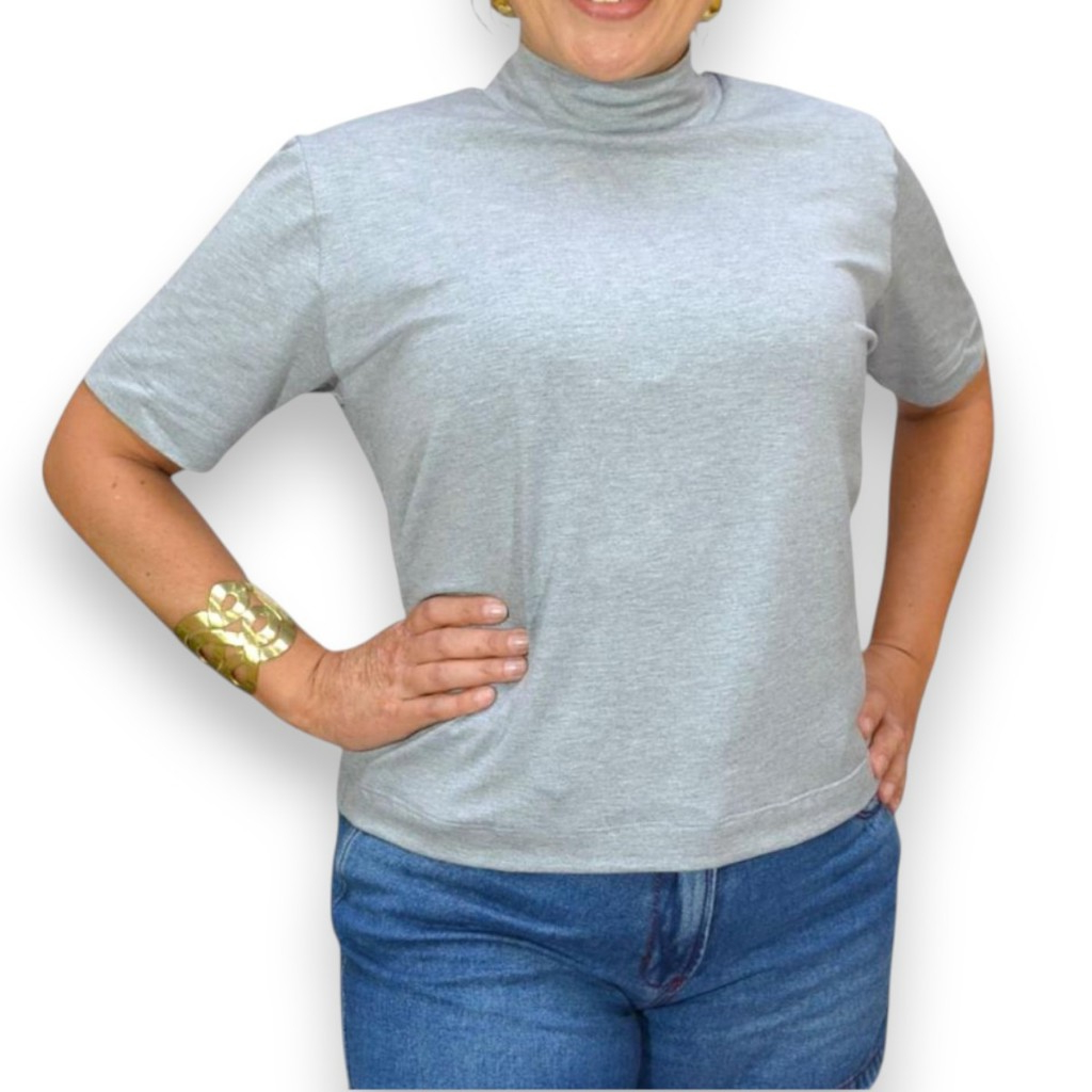 Kit 2 Blusas Plus Size Feminina Gola Alta Manga 3/4 | Social Elegante Casual Confortável Oversized
