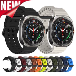 Adequado para Samsung Galaxy Watch 7 Ultra 47/Watch 8 Pulseira de silicone respirável,Furos de fileira dupla