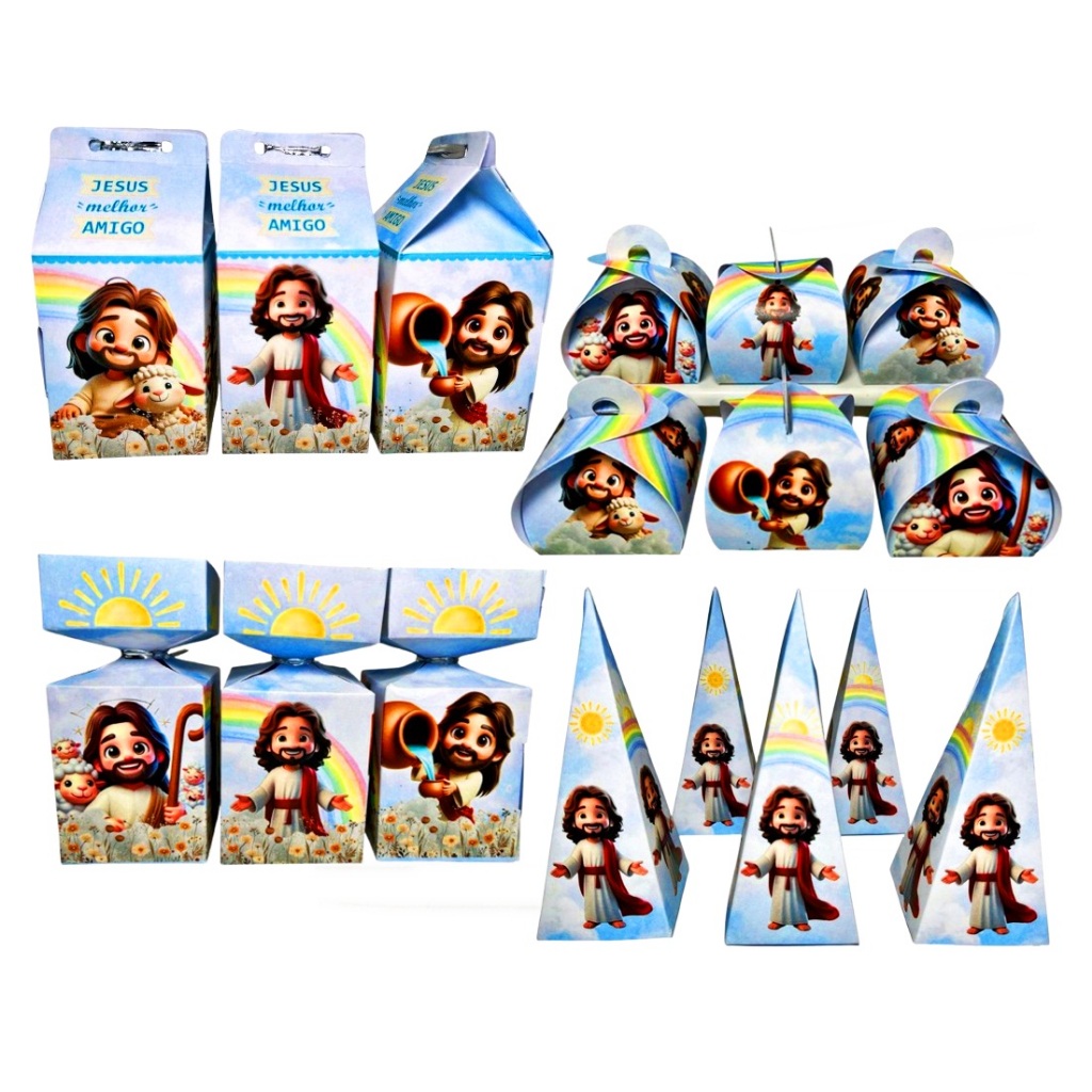 Kit Lembrancinhas Jesus meu melhor amigo Papelaria 20 Caixinhas Culto Festa igreja FestaJesus em Oferta na Shopee