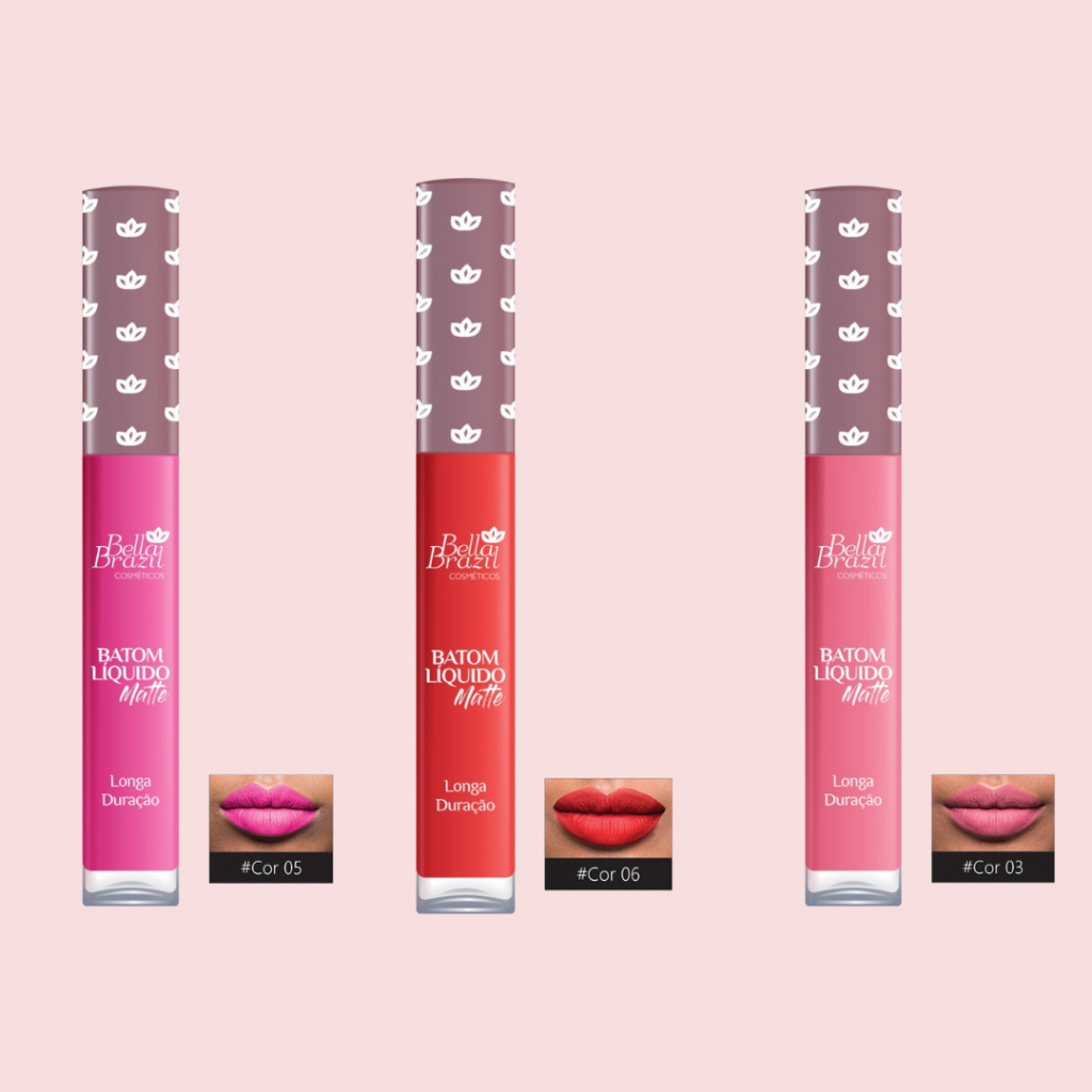 Batom Matte Líquido Bella Brazil Longa Duração 4 ml Tons Super Lindos para Make Maquiagem ...