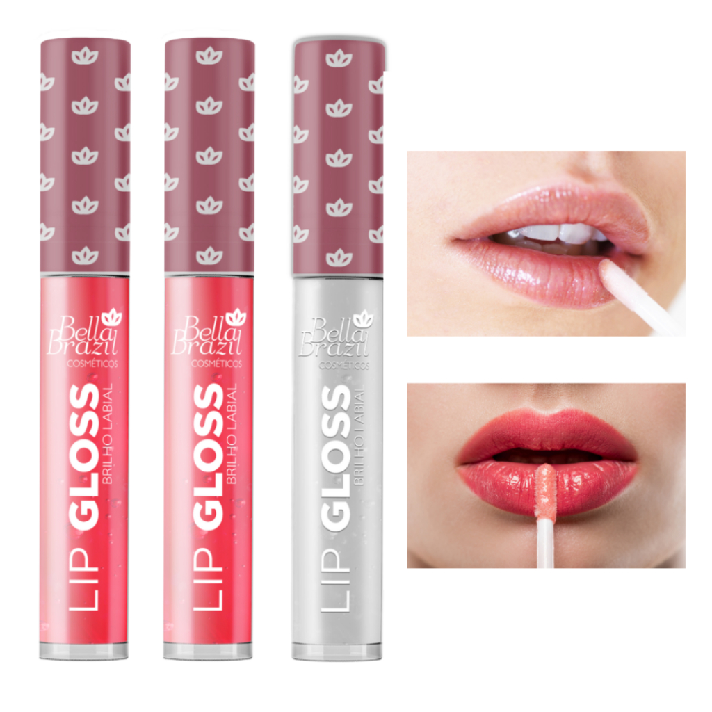 Lip Gloss Brilho Labial Bella Brazil - Aplicador Chanfrado Gloss Labial