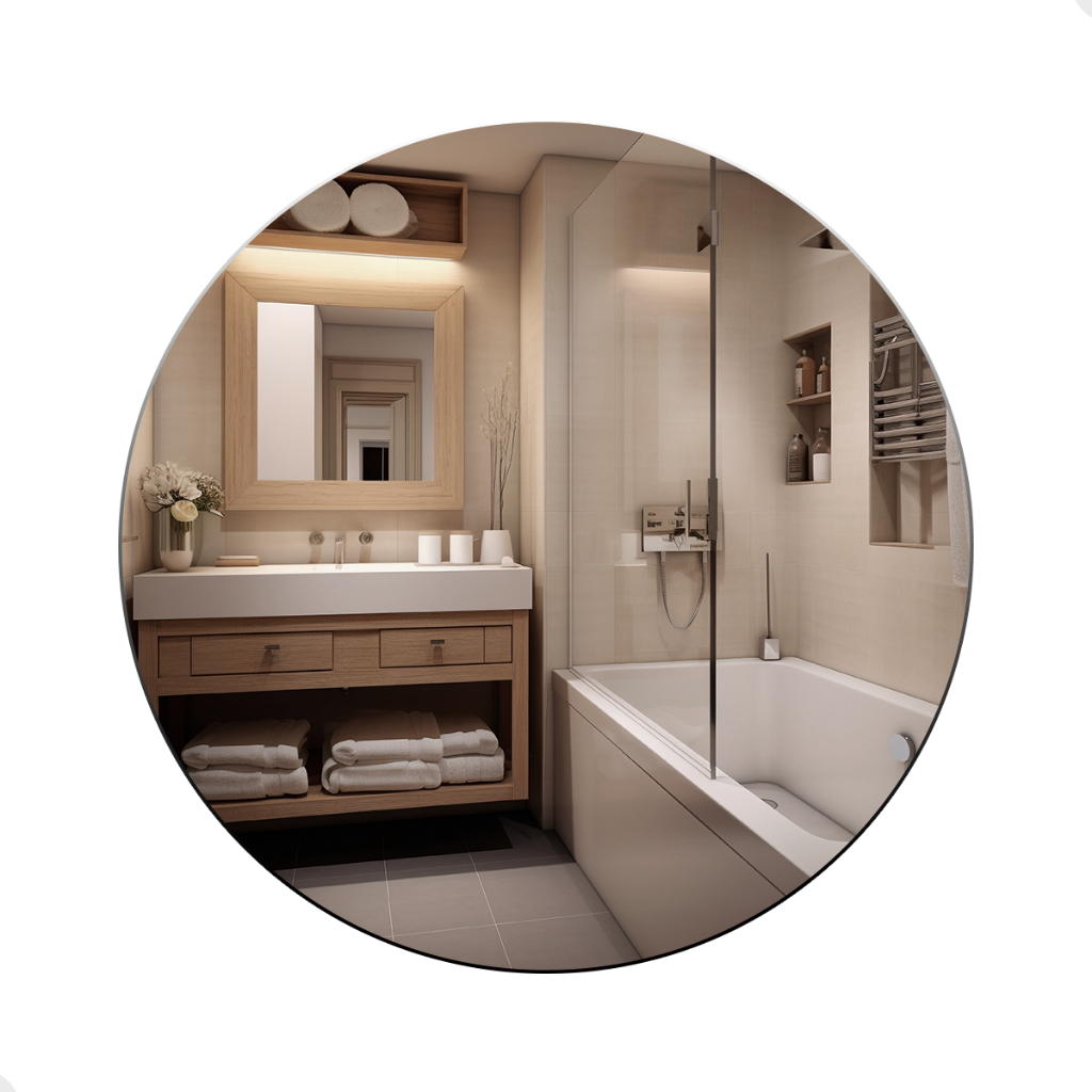 Espelho Decorativo Redondo 60cm Lapidado c/ Fita Dupla Face para Sala, Quarto, Banheiro - Home & Living