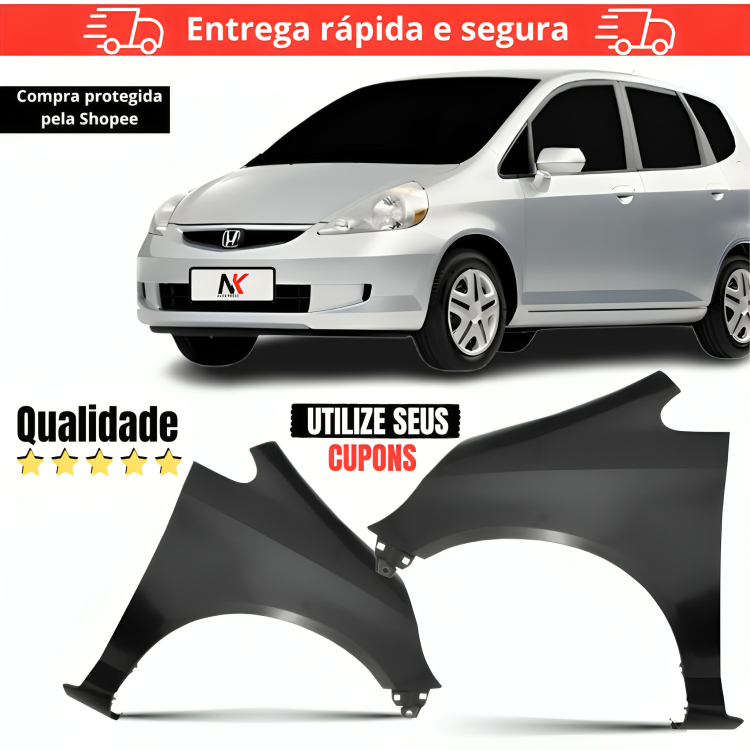 Par/Un Paralama Dianteiro FIT 2003 2004 2005 2006 2007 2008 Mold.Original Lameiro Para Lama em Oferta na Shopee