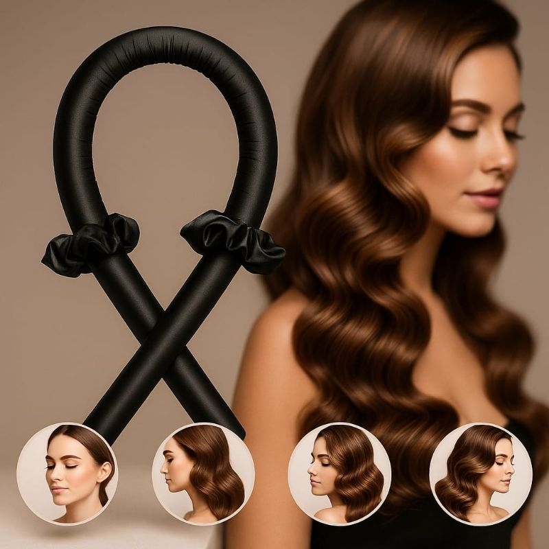 Vareta Modelador de Cachos De Cetim Sem Calor Cachos Noturno Enrolar + Xuxinhas Heatless Curls