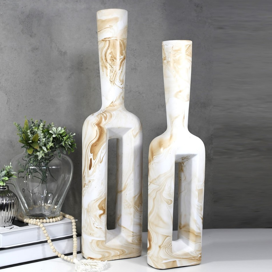 Kit 2 Vasos Grande Decoração Para O Chão Aparador Cerâmica Decorativas Sala Enfeites Moderno Painel