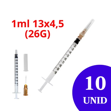Seringa 1ml c/agulha 13x45 26g - kit c/10 em Oferta na Shopee