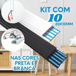 Kit 10 metros canaleta PVC 20x10 s/ divisória fita Dupla Face organizador Fio cabo tela mosquiteiro em Oferta na Shopee