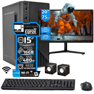 Computador Intel I5 Ssd 480gb 16gb Memória Ram Monitor 20 em Oferta na Shopee