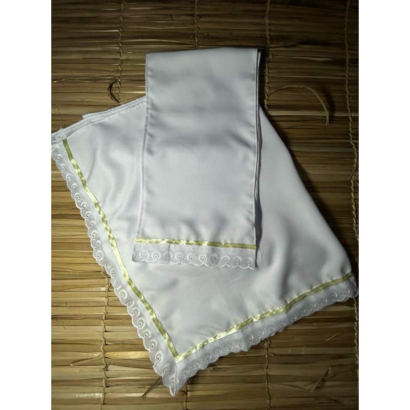 conjunto 2 peças pano da Costa e pano de cabeça fita amarela umbanda e candomblé em Oferta na Shopee