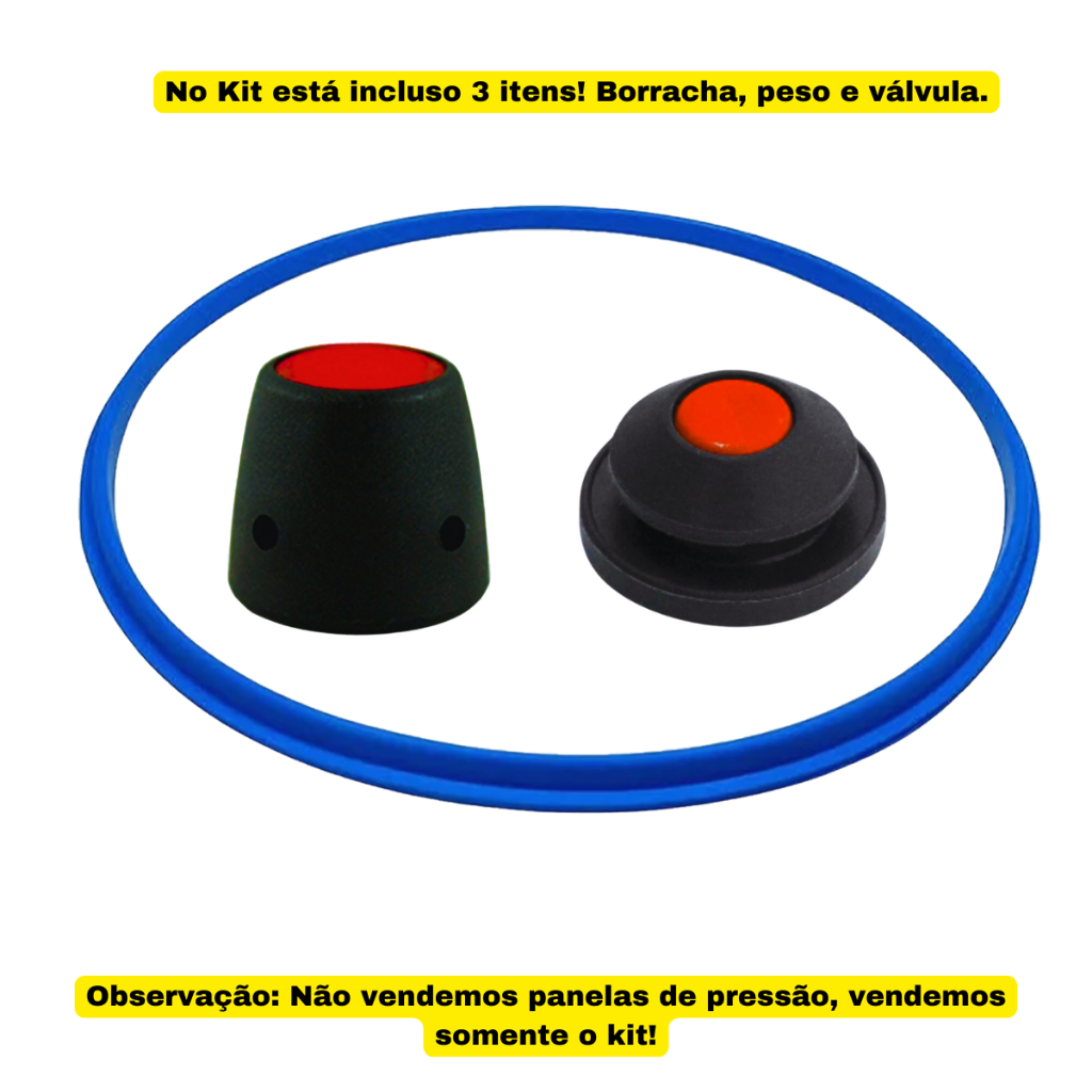 kit borracha panela de pressão 4,5 lts + valvola + peso moderno