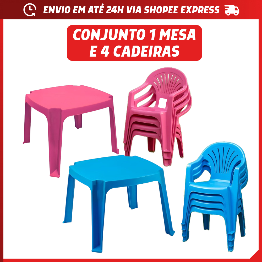 Kit Mesinha Infantil com Cadeira Menino Menina Feminino Masculino Rosa e Azul