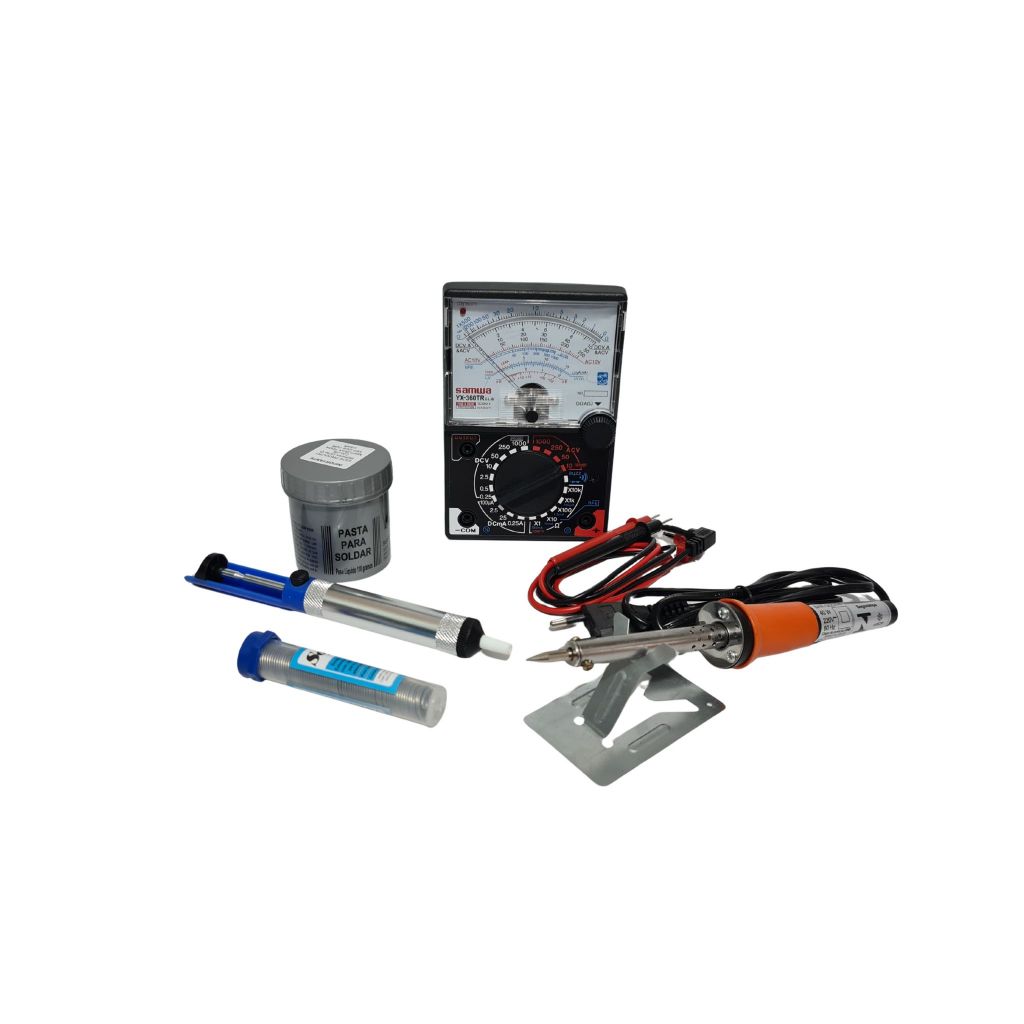 Kit Ferro De Solda 40w 110v + Multimetro Analogico + Estanho + Pasta + Sugador de Solda
