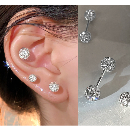 Kit 2 Unidades Brinco de osso de orelha super brilhante com fivela giratória de duas pontas e ferradura em Oferta na Shopee