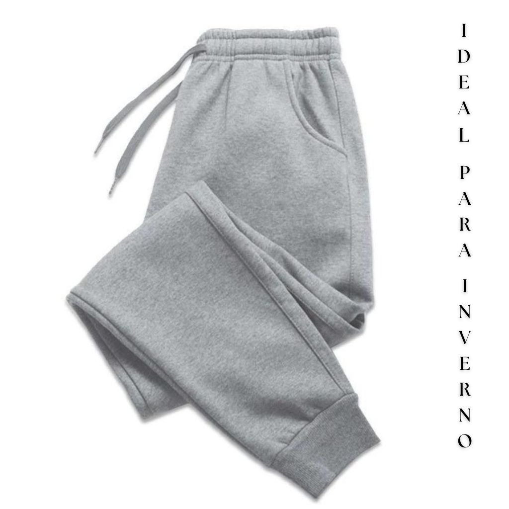 Calça De Moletom Unissex Tecido Peluciado Ideal Para Inverno em Oferta na Shopee