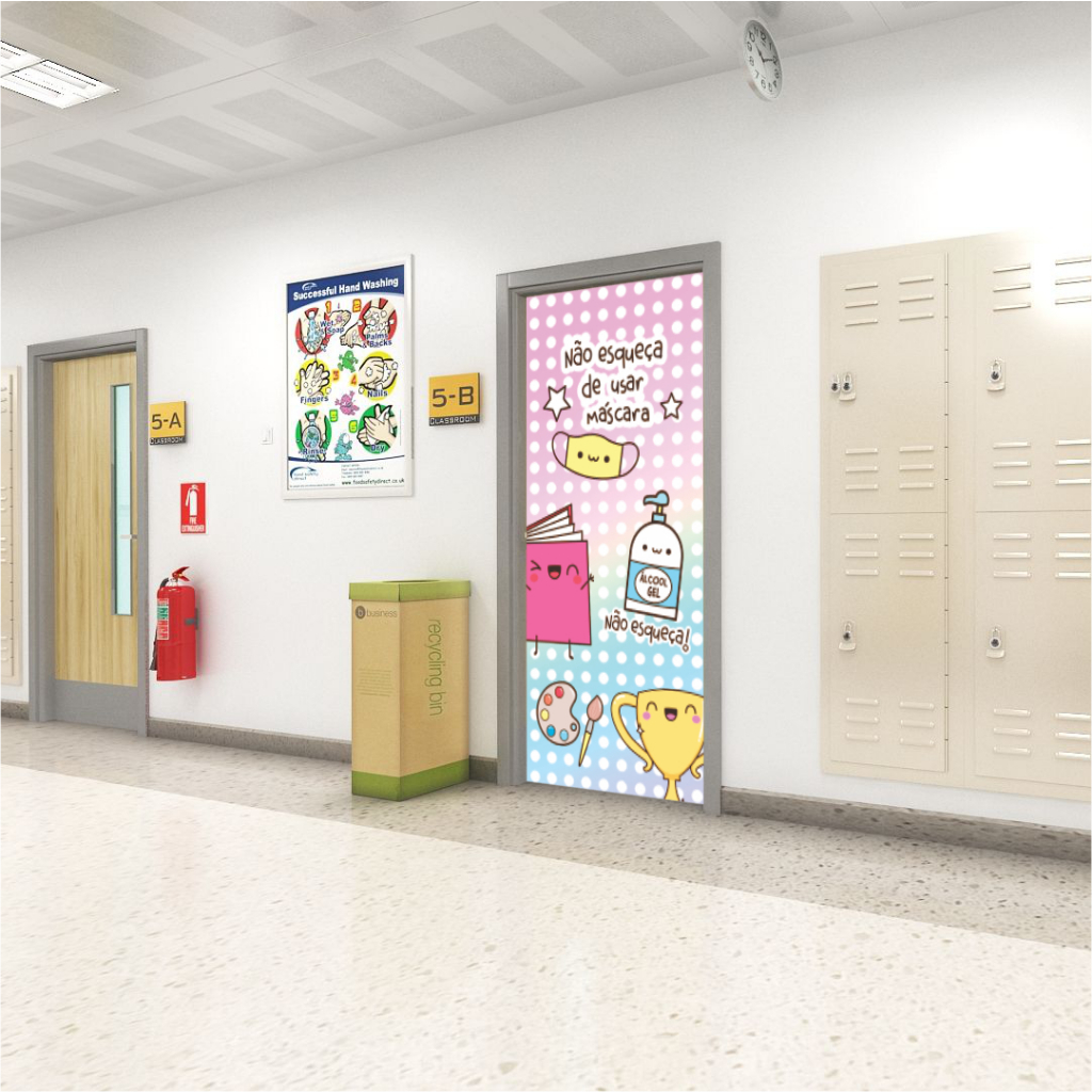 ESCOLA 09863 - Adesivo Para Portas De Madeira Ou Vidro, Escola, Sala, volta a aulas